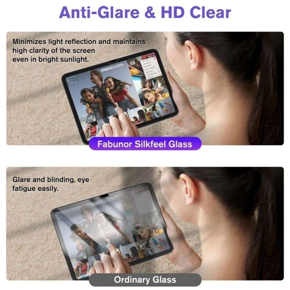 Glass Screen Protector (2) For iPad 10th Generation EZ Kit Silkfeel 10.9